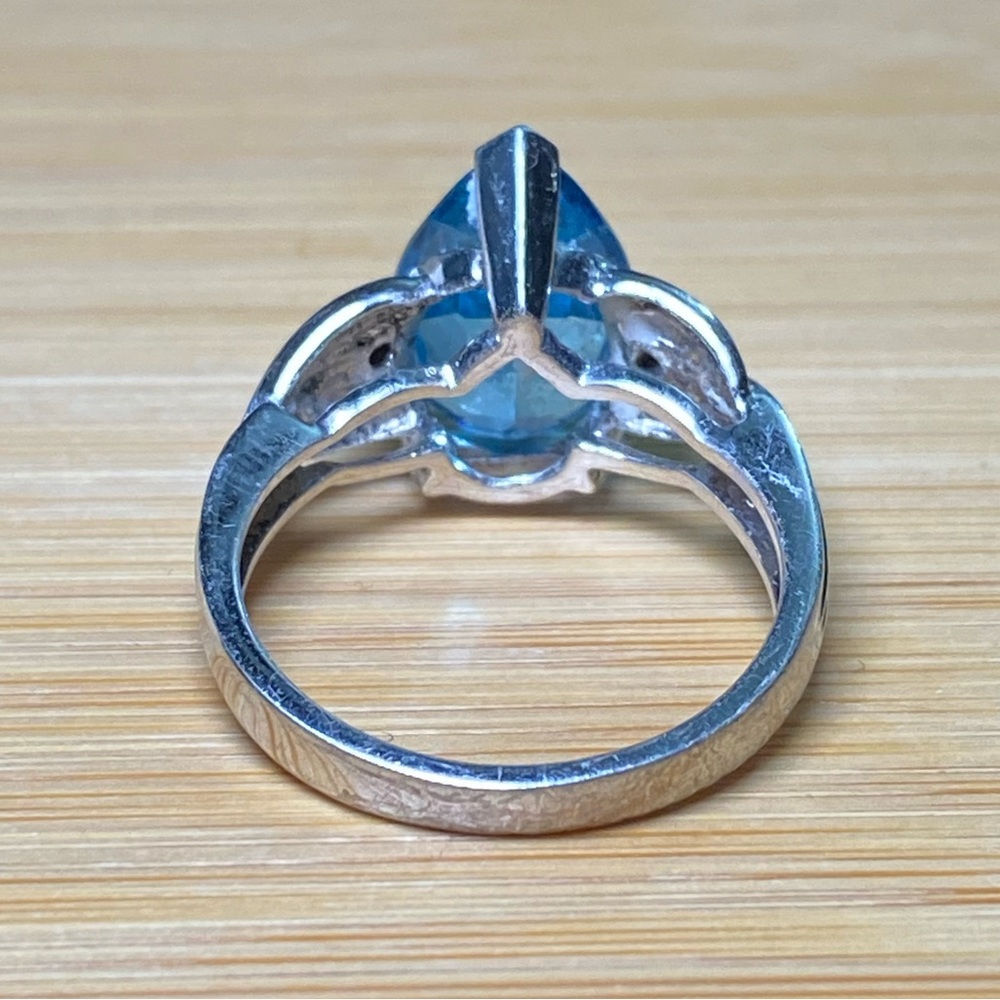 Women's Blue Stone Vintage Large Blue Topaz Silver Ring - Picture 4 of 16